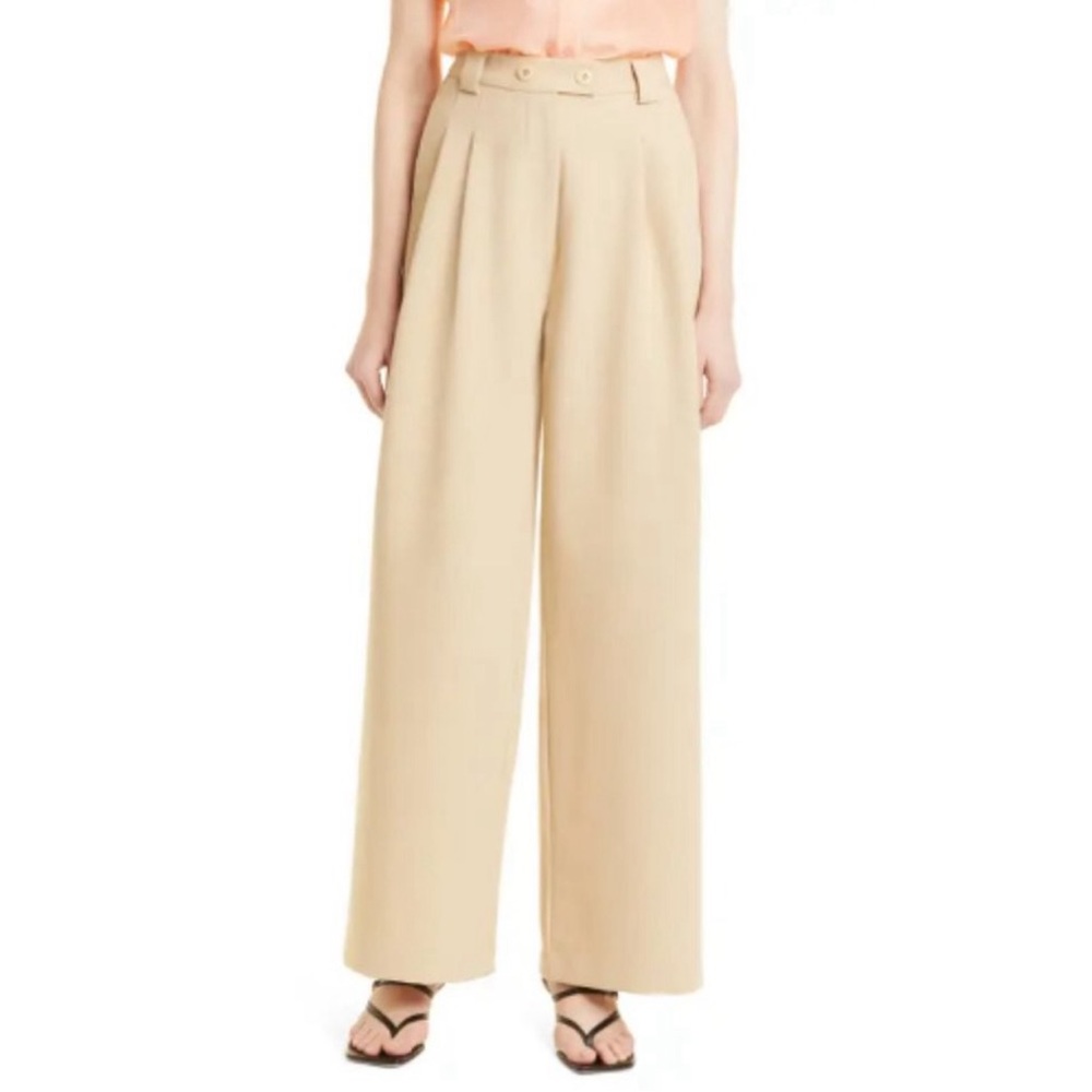 STELLA NOVA Eline High Waist Wide Leg Pants Creme Vanilla Size 10 US (40 EU) NWT